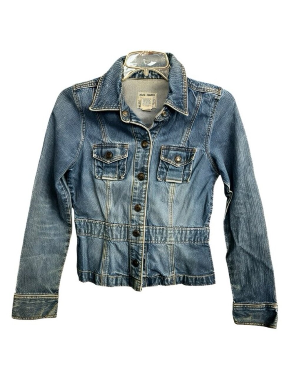 Old Navy fitted blue jean denim jacket YK2 Retro Vintage 2000s XSMALL